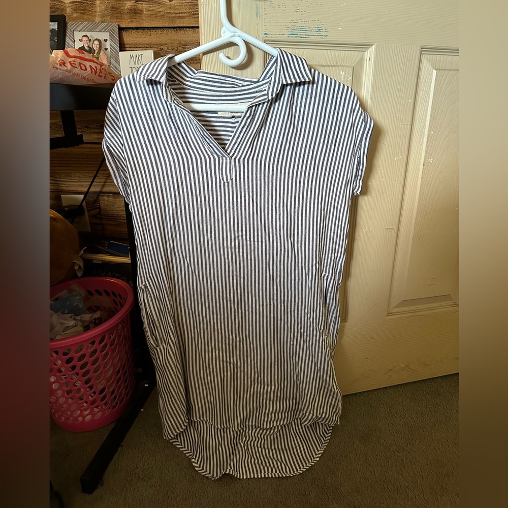 Thread Supply Grey and White Stripped Dress